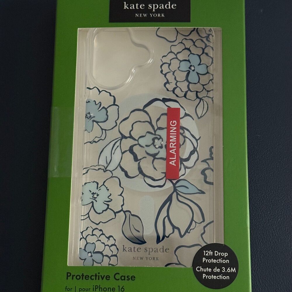 Kate Spade NWB Protective Magsafe Case For Apple iPhone 16 Flowerbed Blue